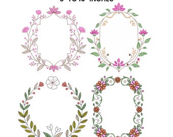 Monogramm Stickdatei, Monogramm moderner Kranz, Hochzeitsrahmen, PES DST, 15 Größen, Instant Download