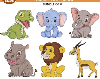 Baby Animal Embroidery Design, Safari Animal Machine Embroidery, Baby Girl Embroidery, Forest Animal, Farm Animal, 7 Sizes, Instant Download