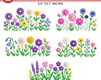 Wildflower Meadow Machine Embroidery Design, Meadow Wild Garden, Boho Flower, Wildflower Embroidery Bundle, 10 Sizes, Instant Download