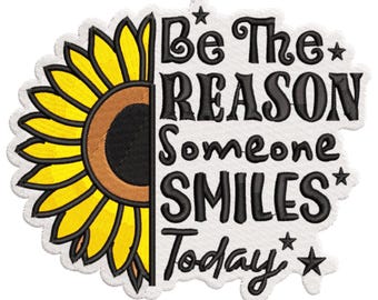 Daily Happiness Quote Embroidery Design, Flower Digital File, Sunflower Embroidery Design, 9 sizes, PES DST etc, Instant Download