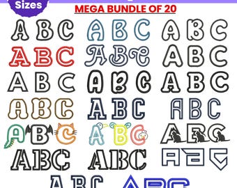 Applique Font Embroidery, Applique Alphabet Letters A-Z, Machine Embroidery Design, Embroidery Alphabet PES Font, 6 sizes, Instant Download