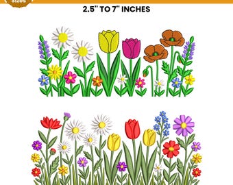 Wildflower Meadow Machine Embroidery Design, Meadow Wild Garden, Boho Garden Flower, Wildflower Embroidery Bundle, 10 Sizes,Instant Download