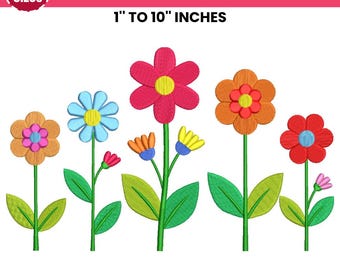 Flowers Machine Embroidery, Aesthetic Flower Embroidery, Floral Embroidery, Gardening Embroidery Design, 20 Sizes, PES DST, Instant Download