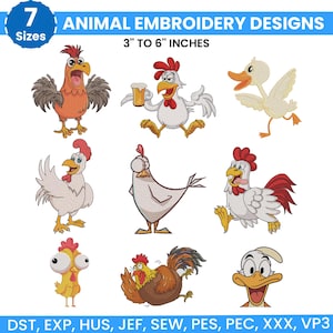 Safari Animals Embroidery Bundle, Zoo Animal Embroidery, Baby Jungle Animals Embroidery, Baby Girl Embroidery, Forest Animal, Farm Animal, 7 sizes from 3 inch to 6 inches and available in 7 different file formats, instant download machine embroidery files
