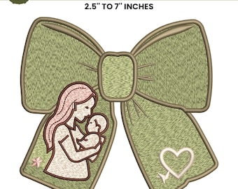 Diseño de bordado de lazo para mamá y bebé, decoración de cocina, bordado a máquina para paño de cocina, bordado de lazo para niña, 10 tamaños, PES DST (descarga instantánea)