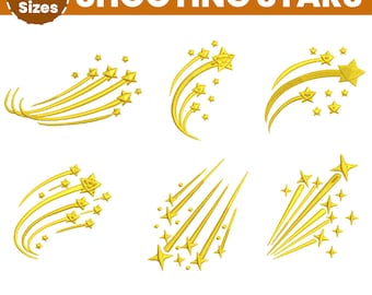 Shooting Stars Embroidery, Star Embroidery Design, Tiny Stars , 7 Sizes, PES DST, Machine Embroidery Design, Instant Download