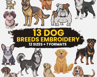 Dog Machine Embroidery, Dog Mom Embroidery, Animal Embroidery, Puppy Embroidery, Dog Embroidery Pattern, PES DST, 12 Sizes, Instant Download