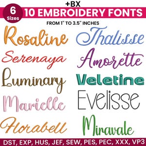 Modern Cursive Machine Embroidery Font, Monogram Script Alphabet, Satin Stitch, PES DST, Small Signature Font, 6 Sizes, Instant Download