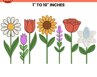 Flowers Machine Embroidery, Aesthetic Flower Embroidery, Floral Embroidery, Gardening Embroidery Design, 20 Sizes, PES DST, Instant Download