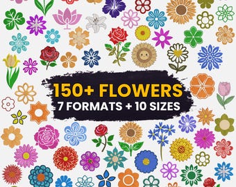 150+ Mini Flower Embroidery Designs, Mini Flowers Embroidery, Floral Machine Embroidery Design Bundle, PES DST, 10 Sizes - Instant Download