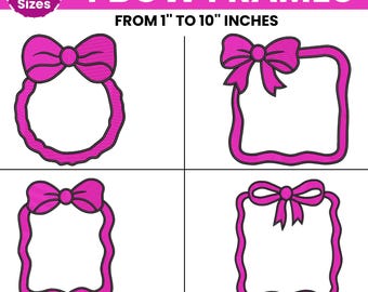 Bow Frames Embroidery Designs, Wreath Frame Embroidery, Applique Wreath, Bow Circle Rectangle, PES DST, 20 sizes - Instant Download