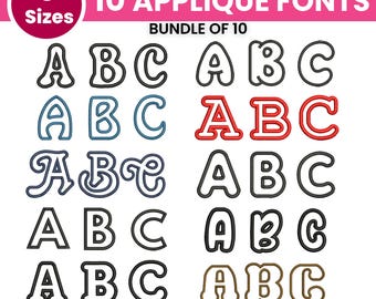 Applique Font Embroidery, Applique Alphabet Letters A-Z, Machine Embroidery Design, Embroidery Alphabet PES Font, 6 sizes, Instant Download