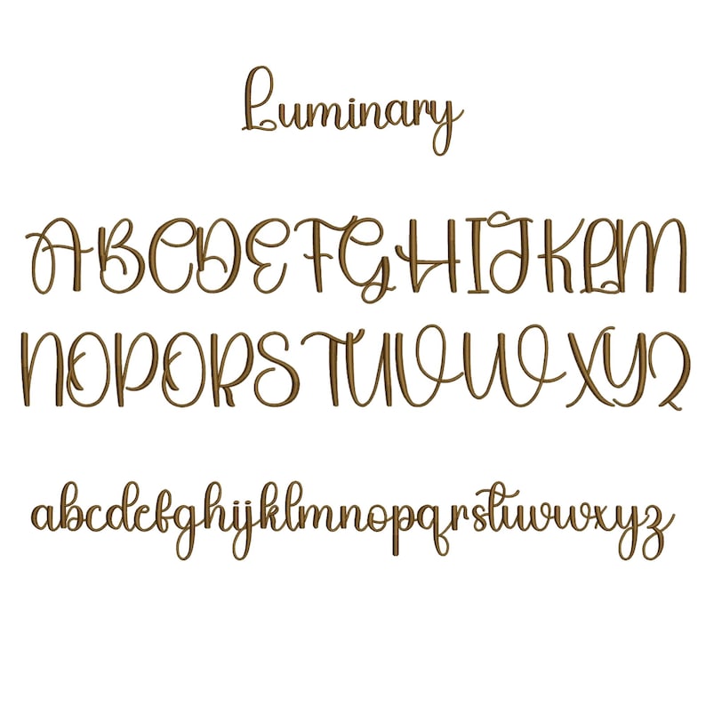 10 Modern Cursive Machine Embroidery Font, Monogram Script Alphabet, Satin Stitch, PES DST, Small Signature Font, 6 Sizes, Instant Download