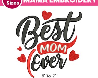 Diseño de bordado a máquina "MAMA", bordado para el Día de la Madre, bordado para niña, PES DST, etc., 5 tamaños, descarga instantánea