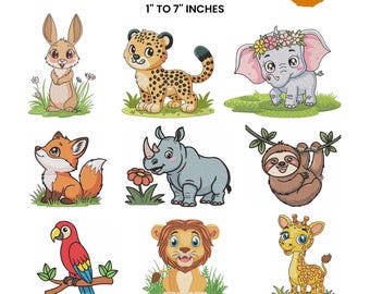 Safari Animals Embroidery Bundle, Zoo Animal Embroidery, Baby Jungle Animal Embroidery, Bunny Embroidery, Forest Animal, 13 Sizes