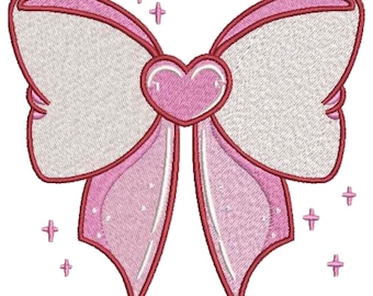 Heart Bow Machine Embroidery Design, Mini Bow Design, Baby Girl Embroidery Design, Girl Bow Machine Embroidery, PES DST, Instant Download