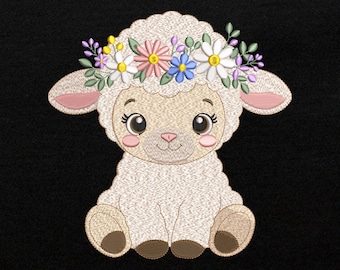 Baby Lamb Embroidery Design, Nursery Animal Embroidery File, Sheep Machine Embroidery, Baby Shower Gift, 17 Sizes, Instant Download