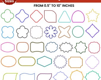 40 Shapes Applique Embroidery Designs, Frames Applique Design, Heart Circle Triangle,PES DST etc, 20 sizes - Instant Download