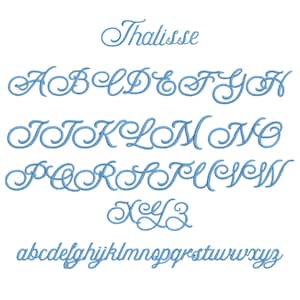 10 Modern Cursive Machine Embroidery Font, Monogram Script Alphabet, Satin Stitch, PES DST, Small Signature Font, 6 Sizes, Instant Download