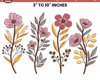 WildFlower Machine Embroidery Design, Flowers Embroidery Design, Girl Embroidery, Floral Bundle, 15 Sizes, PES DST etc, Instant download