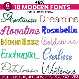 Modern Cursive Machine Embroidery Font, Monogram Script Alphabet, Satin Stitch Font, PES, DST, Boho Signature Font, 6 Sizes,Instant Download