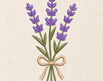 Lavender Embroidery Design, Flower Embroidery File, Floral Embroidery Pattern, Flower Embroidery Design, PES DST, 17 Sizes, Instant Download