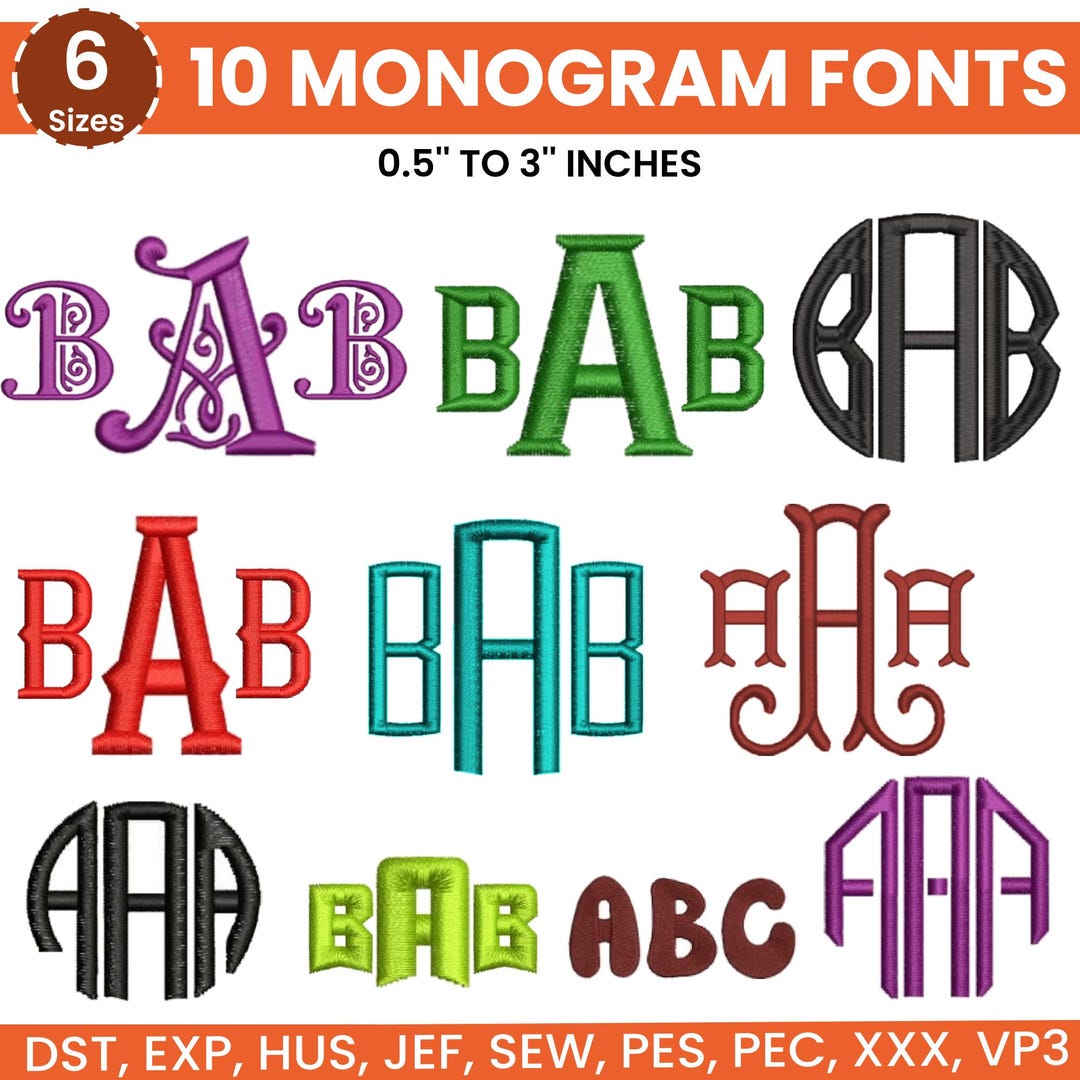 10 Monogram Embroidery Font, Machine Embroidery Monogram Font, Machine ...