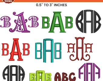 10 Monogramm Stickerei Schrift, Maschinenstickerei Monogramm Schrift, Maschinenstickerei, 6 Größen, PES DST etc, Instant Download