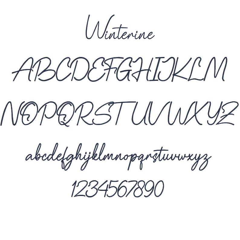 Modern Cursive Machine Embroidery Font, Monogram Script Alphabet, Satin ...