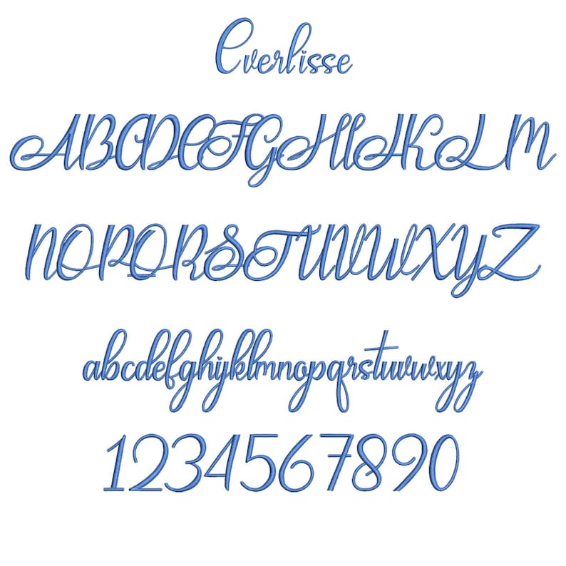 Modern Cursive Machine Embroidery Font, Monogram Script Alphabet, Satin ...