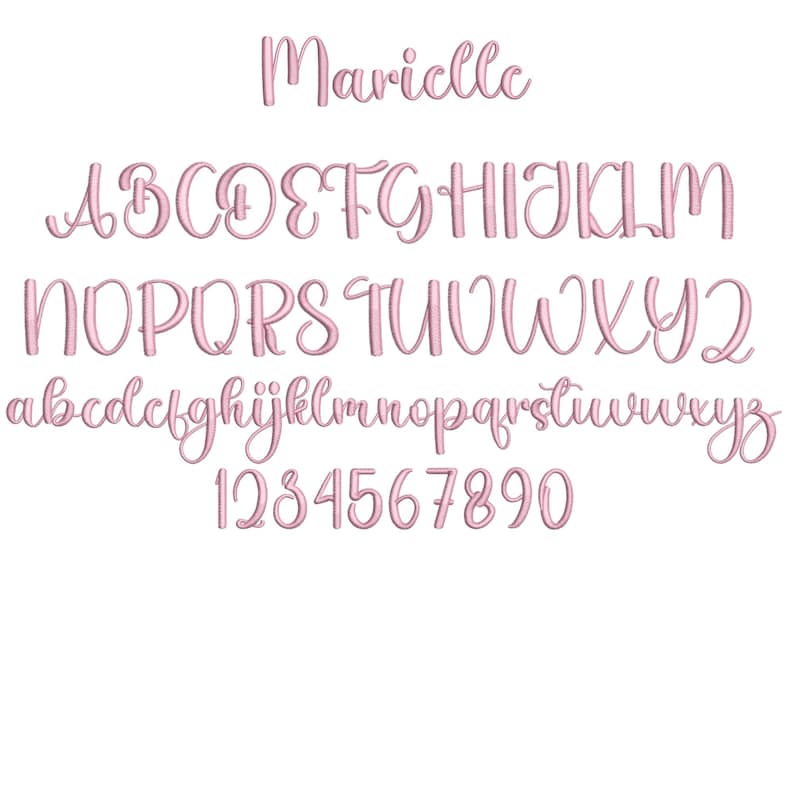 10 Modern Cursive Machine Embroidery Font, Monogram Script Alphabet, Satin Stitch, PES DST, Small Signature Font, 6 Sizes, Instant Download