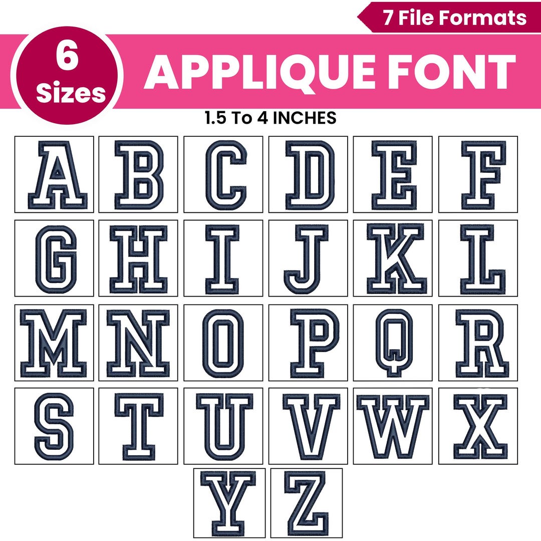 Applique Font Embroidery, Applique Alphabet Letters A-Z, Machine ...