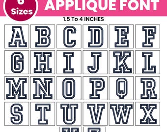 Applique Font Embroidery, Applique Alphabet Letters A-Z, Machine Embroidery Design, Embroidery Alphabet PES Font, 6 sizes, Instant Download