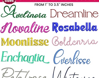 Modern Cursive Machine Embroidery Font, Monogram Script Alphabet, Satin Stitch Font, PES, DST, Boho Signature Font, 6 Sizes,Instant Download