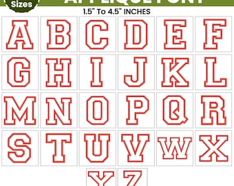 Applique Font Embroidery, Applique Alphabet Letters A-Z, Machine Embroidery Design, Embroidery Alphabet PES Font, 7 sizes, Instant Download