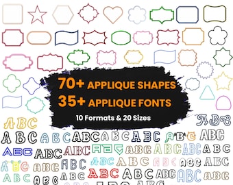 Applique Font Embroidery, Applique Alphabet Letters A-Z, Applique Shapes Embroidery Design, Embroidery Alphabet PES Font, Instant Download