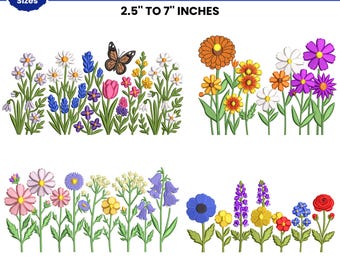 Wildflower Meadow Machine Embroidery Design, Meadow Wild Garden, Boho Garden Flower, Wildflower Embroidery Bundle, 10 Sizes,Instant Download