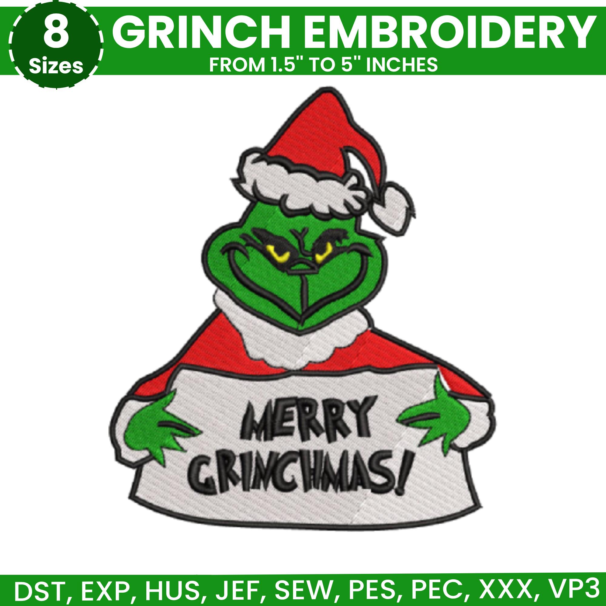 Grinch Embroidery Designs, Grinch Machine Embroidery, Christmas ...