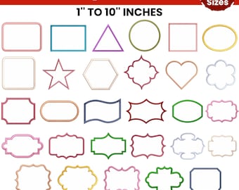 30 Shapes Applique Embroidery Designs, Frames Applique Design, Heart Circle Triangle,PES DST etc, 18 sizes - Instant Download