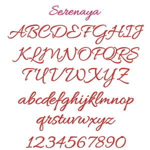 10 Modern Cursive Machine Embroidery Font, Monogram Script Alphabet, Satin Stitch, PES DST, Small Signature Font, 6 Sizes, Instant Download