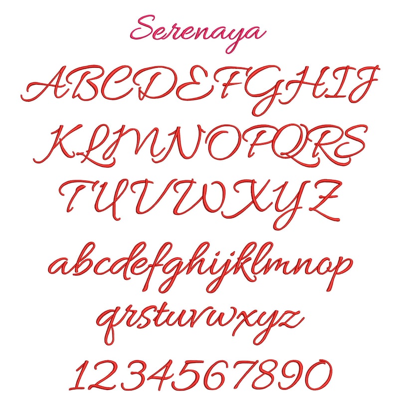 10 Modern Cursive Machine Embroidery Font, Monogram Script Alphabet, Satin Stitch, PES DST, Small Signature Font, 6 Sizes, Instant Download