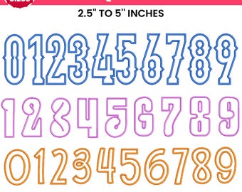 Applique Font Embroidery, Applique Font Numbers, Machine Embroidery Design, Embroidery Alphabet PES Font, 6 sizes, Instant Download