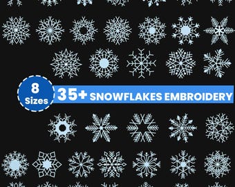 35 Snowflakes Machine Embroidery Design, Mini Snowflakes Embroidery, Christmas Embroidery, Winter Design, PES DST, 8 Sizes, Instant Download