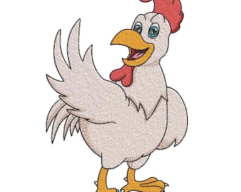 Cute Rooster "Waving" Bird Embroidery Design, Cute Bird Machine Embroidery File, Baby Animals & Birds Digital Embroidery file, 9 Sizes