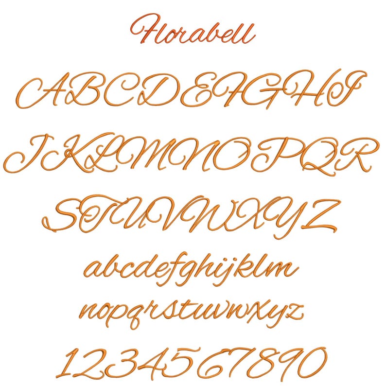 10 Modern Cursive Machine Embroidery Font, Monogram Script Alphabet, Satin Stitch, PES DST, Small Signature Font, 6 Sizes, Instant Download