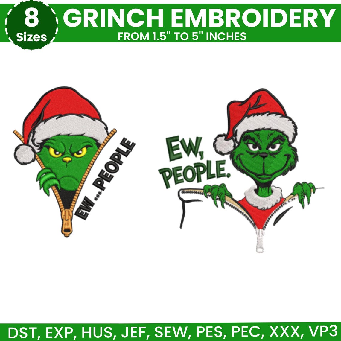 Grinch Embroidery Designs, Grinch Machine Embroidery, Christmas ...