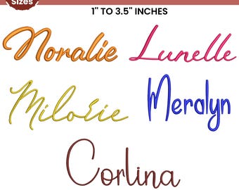 Cursive Machine Embroidery Font, Monogram Script Alphabet, Satin Stitch Font, Boho Signature Font, PES, DST, JEF, 6 Sizes, Instant Download