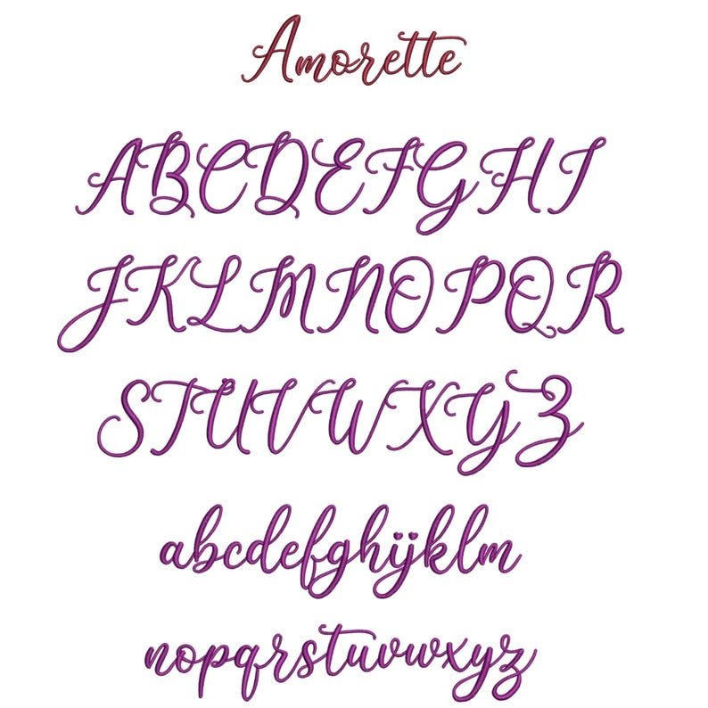 Modern Cursive Machine Embroidery Font, Monogram Script Alphabet, Satin ...