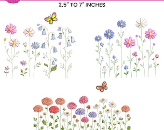 Wildflower Meadow Machine Embroidery Design, Meadow Wild Garden, Boho Flower, Wildflower Embroidery Bundle, 10 Sizes, Instant Download