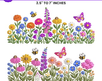 Wildflower Meadow Machine Embroidery Design, Meadow Wild Garden, Boho Flower, Wildflower Embroidery Bundle, 10 Sizes, Instant Download